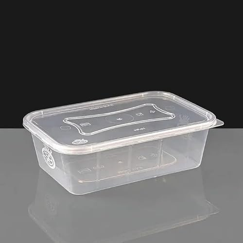 Foglish Home & Garden Plastic Food Containers, 750cc Rectangle with Lids, Microwave and Freezer Safe, Pack of 50