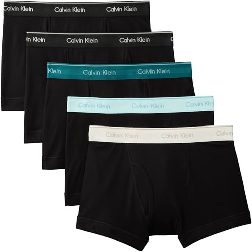 Calvin Klein Herren 5er Pack Boxershorts Trunks mit Logobund, Schwarz (Black Bodies W/Black/Niagara Falls), 2XL