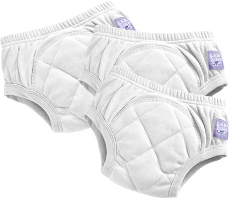 Bambino Mio (3 Pack) Training Pants for Toddlers Reusable Cloth Potty Pants Training Underwear, 3-4 Years, White, Baby and Toddler, Boys and Girls with Cross-Stitch