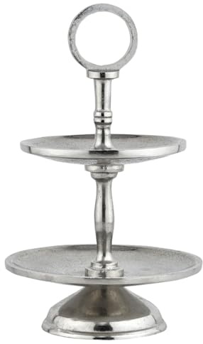 Moderne Etagere Annika handgefertigt aus Aluminium in Silber 26 cm