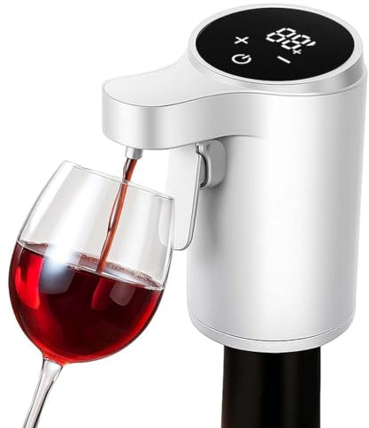 Hydrasport Pro Liquor Dispenser,Hydrasportpro-Intelligenter Spender,Elektrischer Wein-Dekanter,Elektrischer Spezialspender mit Weinbelüftungsaneracher,Verstellbare Dosis Whisky-Likör-Pumpe (Weiß)