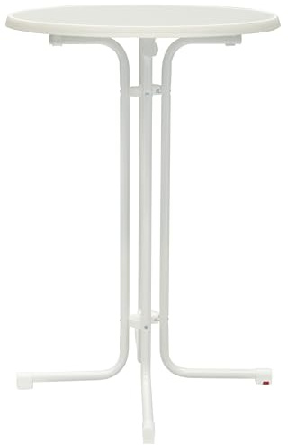 METRO Professional Klappbarer Stehtisch Mistrano, Weiß, Sevelit-Melamin Tischplatte, Ø 80x110 cm, Pulverbeschichteter Stahlrahmen