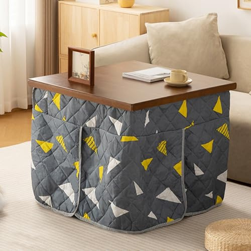 XDCXYD Klappbarer Bambus-Heiztisch Für Das Wohnzimmer Im Winter, Einfacher Couchtisch Zum Wäschetrocknen(A,70 * 70 * 70cm)