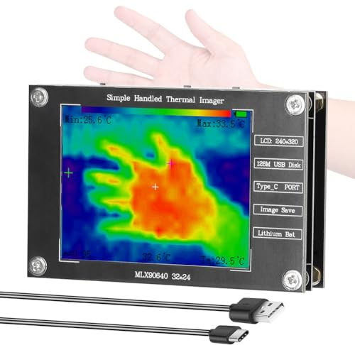 Tacdas Thermographie Infrarouge, Caméra Thermique avec Affichage LCD de 2,8 Pouces, Plage de Température de -40℃ à 300℃, Support de Mesure de Température Maximale, Minimale et Centrale