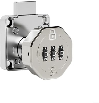 Kammschloss aus Zinklegierung mit 3-stelligem Code, schlüsselloses Möbelschloss für Büro, Schublade und Briefkasten, Silber (Silber)