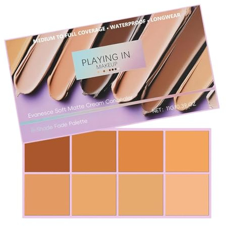 Evanesce Soft Matte Cream Concealer Palette Di 8 Tonalità Sfumabili Con Applicatore, Cremas Waterproof Ad Alta Copertura Per Imperfezioni E Fondotinta, Fondotinta, Idratante A Lunga Durata