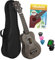 CASCHA - Set ukulele soprano, per bambini e adulti, con 3 plettri, custodia per libri di apprendimento tramite codice QR, accordatore Aquila, corde in nylon, piccola chitarra hawaiana, nero