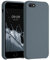 kwmobile Hülle kompatibel mit Apple iPhone SE (1.Gen 2016) / iPhone 5 / iPhone 5S Hülle - Silikon Handy Case - Handyhülle weiche Oberfläche - kabelloses Laden - Dunkler Schiefer