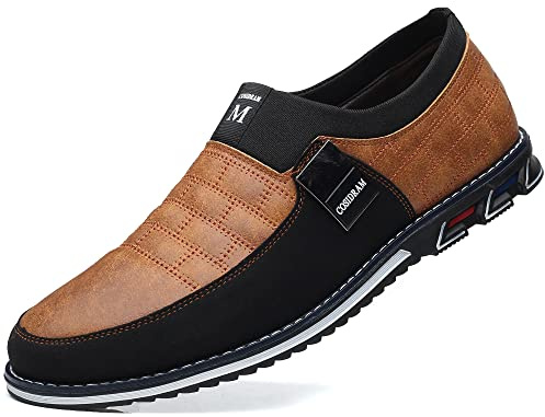 COSIDRAM Mens Casual Shoes Slip on Dress Sneakers Lightweight Brown 8