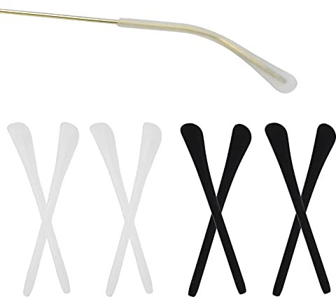 Eyeglass End Tips - 4 Pairs Silicone Anti-Slip Eyeglass Ear Hook Holder Grip Anti-Slip Ear Sock Pieces Tube, Eyeglasses Replacement Accessories for Metal Thin Sunglasses Eyeglass Legs