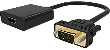 HDMI Female to VGA Male Adapter, HDMI Input to VGA Output Adapter with 3.5mm Jack Plug Compatible with TV Stick, Computer, Laptop, Monitor, Projector, Raspberry Pi, Roku, Xbox and More