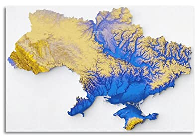 Weltkarte Poster Europa-Ukraine Topografische Karte Poster Dekorative Malerei Leinwand Wand & Kunstbild Druck Moderne Familie Schlafzimmer Dekor 30 x 45 cm