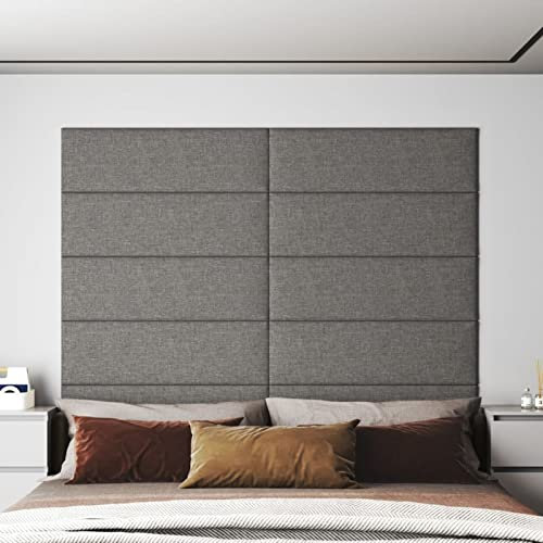 JUNZAI Panneaux muraux 12 pcs Gris Clair 90x30 cm Tissu 3,24 m²,Panneau Mural Decoratif,Plaque PVC,Revetement Mural