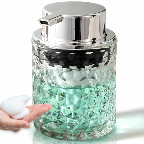 MALACHI Dispensador de jabón de Manos espumoso, dispensador de jabón de baño o dispensador de loción para Cocina, dispensador de jabón de Vidrio Recargable con Bomba Grande