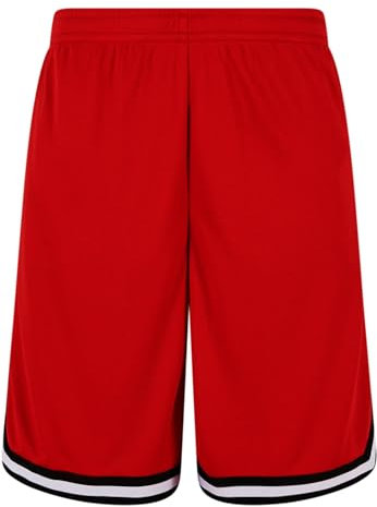 Urban Classics Herren Shorts Stripes Mesh Shorts, lässige Mesh Shorts für Männer, Straight Leg, erhältlich in verschiedenen Farbvarianten, Cityred/Black/White, XL