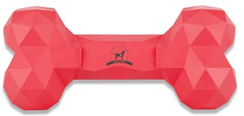 Kauspielzeug für Hunde Kauknochen unzerstörbar: Hundespielzeug gegen Langeweile aus Naturkautschuk für aggressives kauen - befüllbar, robust & gut für die Zahnpflege | Farbe: Red, Größe: S