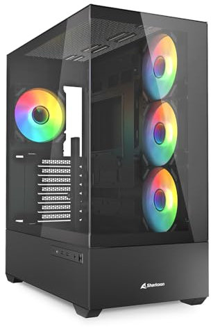 Sharkoon AK6 RGB Black - Case per PC ATX con vetro temperato e illuminazione RGB indirizzabile”