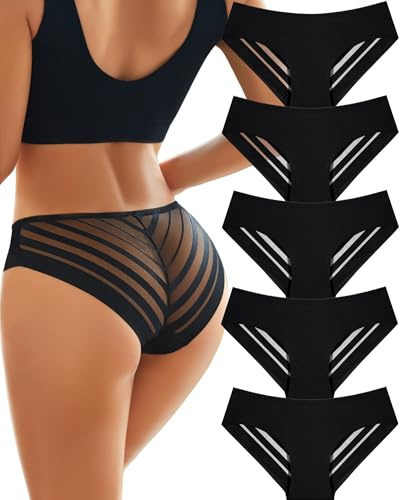Unterwäsche Frauen Seamless Slips Damen mit Elegante Spitze Pantys 5er Pack | legante Spitzen Unterwäsche，Feminines Design，Unsichtbar unter Kleidung，Atmungsaktiv und Hautfreundlich，Weich Slip Damen