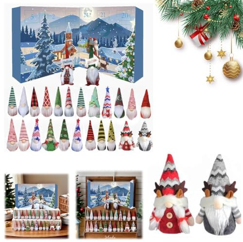Gnomes Adventskalender 2025 - 24pcs Weihnachtswichtel Countdown Kalender Sammlerstück Wichtel Figuren Spaß Urlaub Schreibtisch und Baumschmuck, Überraschungsgeschenk für Kinder und Erwachsene