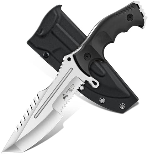Freelander Cuchillo Supervivencia D2 Hoja Fija con Funda Kydex, Negro