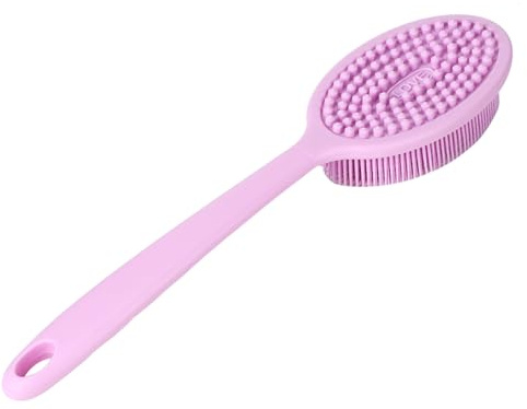 LjwZekyrnt Ménage Multifonctionnel Long Manche Nettoyage en Silicone Douche Brosse de Bain Brosse à Vaisselle de Cuisine (Violette)