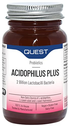 Quest Acidophilus Plus Probiotic Capsules 2 Billion CFU for Immune & Digestive Support. Helps Restore Gut Friendly Bacteria & Regulate Immune Responses. Vegan & Gluten Free (120 Capsules)