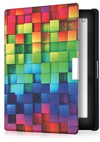 kwmobile Étui Compatible avec Kobo Aura Edition 1 Coque - Étui à Rabat magnétique Tablette eReader Similicuir - Multicolore-Vert-Bleu