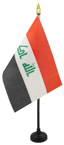 AZ FLAG Tischflagge Irak 15x10 cm Irakische Polyester 100D Kunststoffsockel