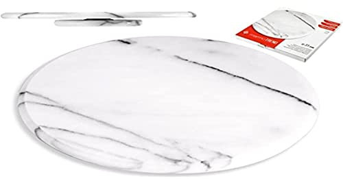 HOME Tagliere Girevole Tondo, 30 cm, Marmo, Bianco, 33x5x32 cm