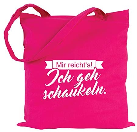 JUNIWORDS Jutebeutel, Wähle ein Motiv & Farbe, Mir reicht's! Ich geh schaukeln (Beutel: Pink, Text: Weiß)