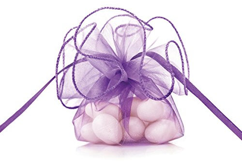 Premium Weddings Organzakreise lila 20 Stück Ø 26 cm - Organzakreis lila mit Zugverschluss - Organzabeutel lila Hochzeit Kommunion Taufe