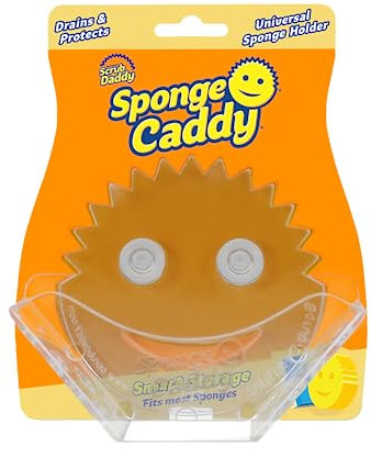 Scrub Daddy Sponge Holder - Sponge Caddy - Suction Sponge Holder, Sink Organizer for Kitchen and Bathroom, Self Draining, Easy to Clean Dishwasher Safe, Universal for Sponges and Scrubbers