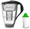 PearlCo - Carafe avec filtre à eau en verre - anthracite - 1 cartouche Alkaline classic incluse (compatible avec Brita Classic)