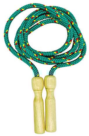 GICO 3003 Corde à Sauter en Bois avec poignée en Bois et Corde 250 cm Vert