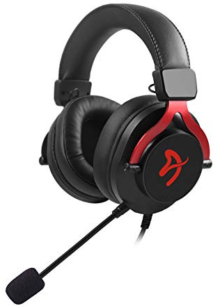Arozzi Aria Gaming Headset with Detachable Microphone 50mm Drivers Microphone Mute Button Volume Control Aluminum Frame and 7.25 ft Braided Cable - Red