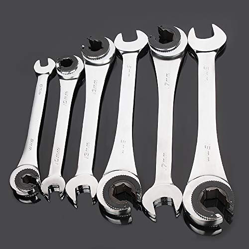 1Pcs 17mm Double Open End Tubing Wrench Chrome Vanadium Steel Ratcheting Fixed Head Flare Nut Wrench Set for Car-Wrench and Hand Tools