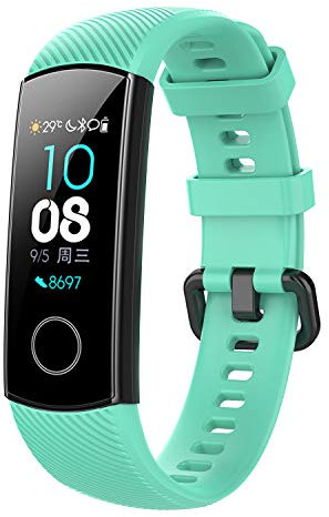 Yikamosi Compatible With Huawei Honor Band 4/Band 5,Soft Silicone Stainless Steel Clasp Tracker-Quick Replacement Bracelet Strap For Huawei Honor Band 4(CRS-B19)/Band 5(CRS-B19S)(Green)