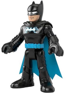 IMAGINEXT DC SUPER FRIENDS Batman XL Bat-Tech Blue - 25,4 cm große Figur, bewegliche Gliedmaßen, weicher Stoffumhang, für Kinder von 3 bis 8 Jahren, GXH58