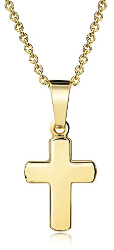 Xaana Kinder-Anhänger Kreuz glanz 12mm inkl. Kette 36/38 cm aus vergoldetem 925er Sterlingsilber AMZ0563