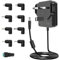 5V 3A DC Power Supply Adapter Charger Cord, 110-240V 50-60Hz AC to DC 5Vdc 3A 2A 1.5A 1.2A 1A for Baby Monitor Record Player Led Strip Light Massage Gun, with 8 Tips.