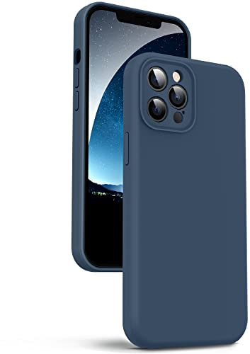 Supdeal Liquid Silicone Case for iPhone 12 Pro Max, [Camera Protection] [Anti Fingerprint] [Wireless Charging] 4 Layer Phone Case Protective Cover, Built-in Microfiber Case Cover, 6.7, DarkBlue
