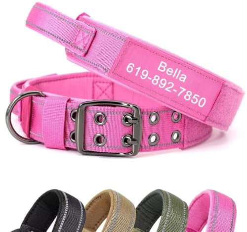 PET ARTIST Verstellbares Militär-Hundehalsband mit, reflektierendes taktisches Hundehalsband mit Kontrollgriff, robuste Metallschnalle für M & L Hunde