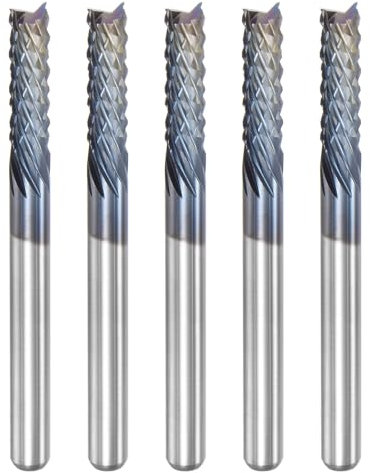 sourcing map 5pcs Terminal Fraise CNC Routeur Embouts Diamant Pellicule Revêtu Carbure Gravure Embout Fraisage Cutter Gauche Main pour PCB Plastique 3,175 mm x 12 mm