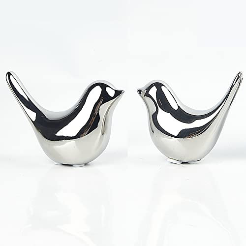 Insiswiner Kleine Tierstatuen, Heimdekoration, moderner Stil, Vögel, Silber, dekorative Ornamente für Regal, Wohnzimmer, Schlafzimmer, Schreibtischschränke