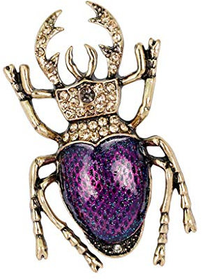 Générique Retro Käfer Strass Brosche Insekt Brosche Zubehör Modeschmuck Geschenk Unisex Lila Praktisch und Beliebt