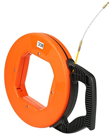 Fish Tape Fiberglass in Reel Wire Non-Conductive Pulling Tool Electrical Cable Puller 30m/98.4FT
