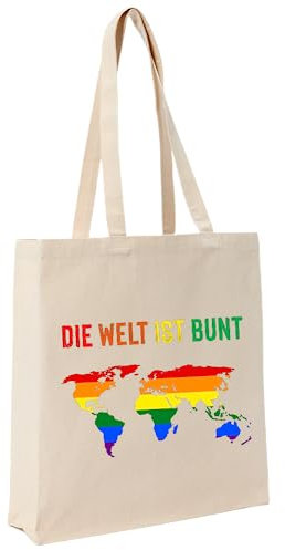 Generisch Die Welt ist Bunt LGBT Baumwolltasche | 200 g/m² | OEKO-TEX® zertifiziert Einkaufstasche, Jutebeutel, Stofftasche