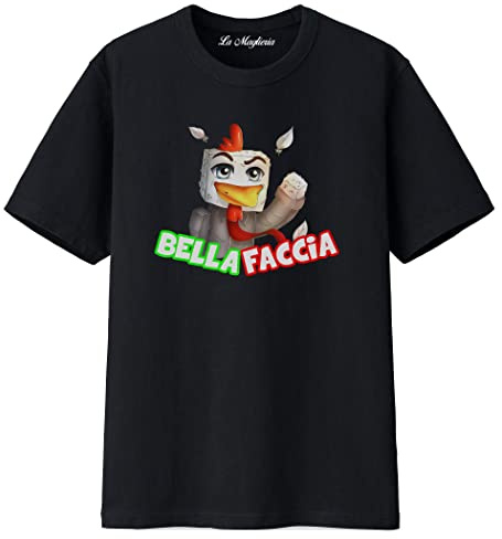 T-Shirt di BELLAFACCIA v.2 Maglietta Bianca o Nera Bambino Ragazzi Bambina Youtuber Bella Faccia 100% Cotone Alta qualità