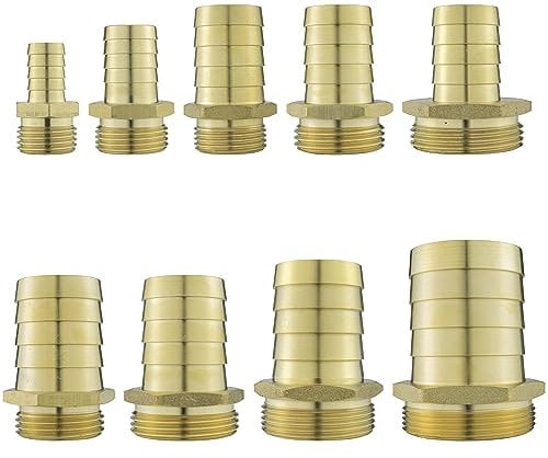 Solid Brass Pipe hosetails to Male bsp Thread for Pumps,Filters Water Features and Fountains (1 bspm - 25mm Barb) 1 bsp = 33.3mm Across The Thread