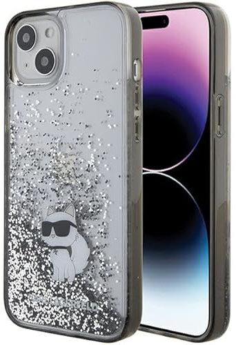 Karl Lagerfeld KLHCP15MLKCNSK Hülle für iPhone 15 Plus 6.7 transparent hardcase Liquid Glitter Choupette